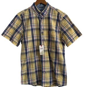 Izod Short-Sleeve Plaid Seaside Poplin Shirt M